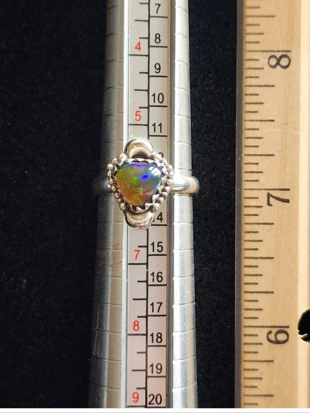 Sterling Silver/Black Opal Ring Size 6 Marked/Tested+ Lots Of FIRE !!!